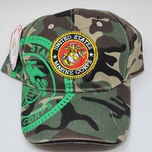 US Marine Corps Mens Hat One Size Brown Camouflage Snap Back Trucker Mesh Green